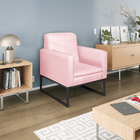 Poltrona Bella Base De Ferro Preta Suede Rosa Bebê - Amarena