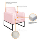 Poltrona Bella Base De Ferro Preta Suede Rosa Bebê - Amarena