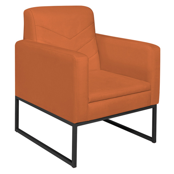 Poltrona Bella Base De Ferro Preta Suede Terracota - Amarena