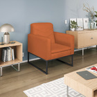 Poltrona Bella Base De Ferro Preta Suede Terracota - Amarena