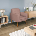 Poltrona Bella Pés Palito Mel Linho - Amarena Móveis - Rosê