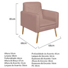 Poltrona Bella Pés Palito Mel Linho - Doce Sonho Móveis - Rosê