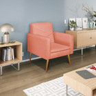 Poltrona Bella Pés Palito Mel Suede - Amarena Móveis - Coral