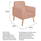 Poltrona Bella Pés Palito Mel Suede - Amarena Móveis - Rosê