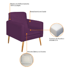 Poltrona Bella Pés Palito Mel Suede - Amarena Móveis - Roxo