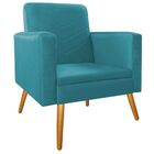 Poltrona Bella Pés Palito Mel Suede Azul Turquesa - Amarena M