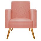 Poltrona Bella Pés Palito Mel Suede Coral - Amarena Móveis