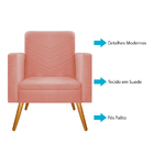 Poltrona Bella Pés Palito Mel Suede Coral - Amarena Móveis