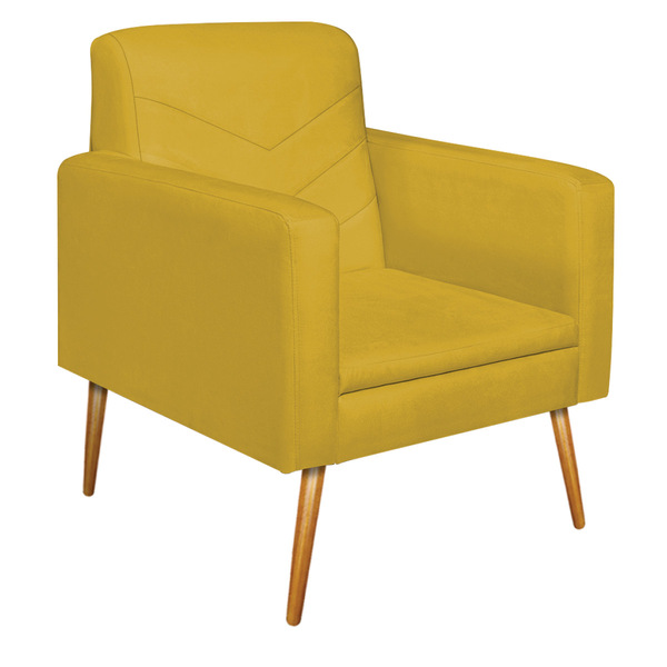 Poltrona Bella Pés Palito Mel Suede - Doce Sonho Móveis - Ama