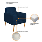 Poltrona Bella Pés Palito Mel Suede - Doce Sonho Móveis - Azu