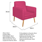 Poltrona Bella Pés Palito Mel Suede - Doce Sonho Móveis - Pink