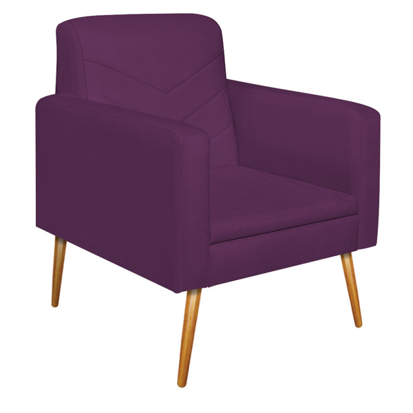Poltrona Bella Pés Palito Mel Suede - Doce Sonho Móveis - Roxo