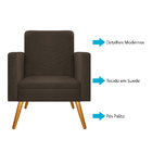 Poltrona Bella Pés Palito Mel Suede Marrom - Amarena Móveis