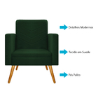 Poltrona Bella Pés Palito Mel Suede Verde - Amarena Móveis