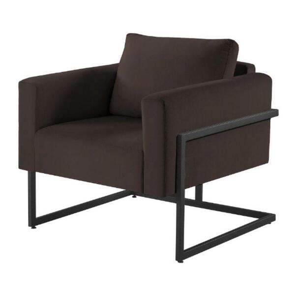 Poltrona Bella Veludo Marrom Base Em Metal Preto