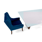 Poltrona Belle Tressê Veludo Azul Oxford B-304 Base Fixa De M