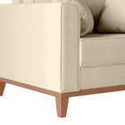 Poltrona Beny Com Pés E Base De Madeira - Linho Areia