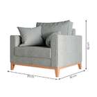 Poltrona Beny Pés E Base Em Madeira Linho Cotton Cinza