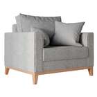 Poltrona Beny Pés E Base Em Madeira Linho Cotton Cinza