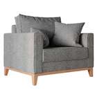 Poltrona Beny Pés E Base Em Madeira Linho Cotton Grafite