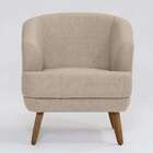 Poltrona Betania Linho Mescla Bege E Madeira