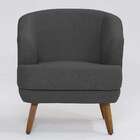 Poltrona Betania Linho Mescla Chumbo E Madeira