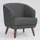 Poltrona Betania Linho Mescla Chumbo E Madeira