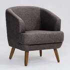 Poltrona Betania Linho Mescla Marrom E Madeira