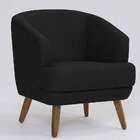 Poltrona Betania Linho Preta E Madeira