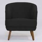 Poltrona Betania Linho Preta E Madeira