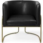 Poltrona Betina Base Aço Bronze Corano Rústico Preto