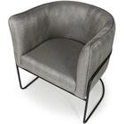 Poltrona Betina Base Aço Preto Linho Mesclado Cinza E Bege