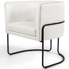 Poltrona Betina Base Aço Preto Viscolinho Off White