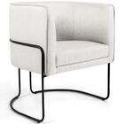 Poltrona Betina Base Aço Preto Viscolinho Off White