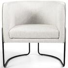 Poltrona Betina Base Aço Preto Viscolinho Off White