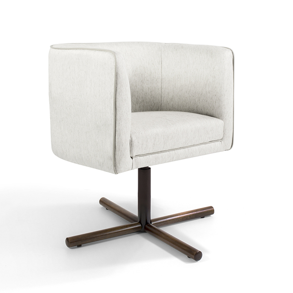 Poltrona Betina Linho Bege C-107 Base X Giratória - D'rossi