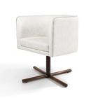 Poltrona Betina Linho Bege C-107 Base X Giratória - D'rossi