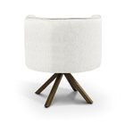 Poltrona Betina Linho Creme A-48 Base Giratória De Madeira -