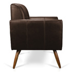 Poltrona Bia Couro Legítimo Marrom A102 Pés De Madeira - D'ro