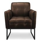 Poltrona Bia Couro Marrom A102 Base Metálica Industrial Preto