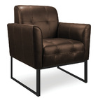 Poltrona Bia Couro Marrom A102 Base Metálica Industrial Preto