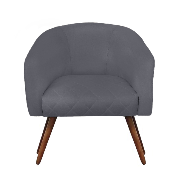 Poltrona Bianca Com Tressê Suede Pés Palito Castanho C05 - D'