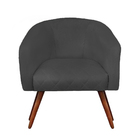 Poltrona Bianca Com Tressê Suede Pés Palito Castanho C05 - D'