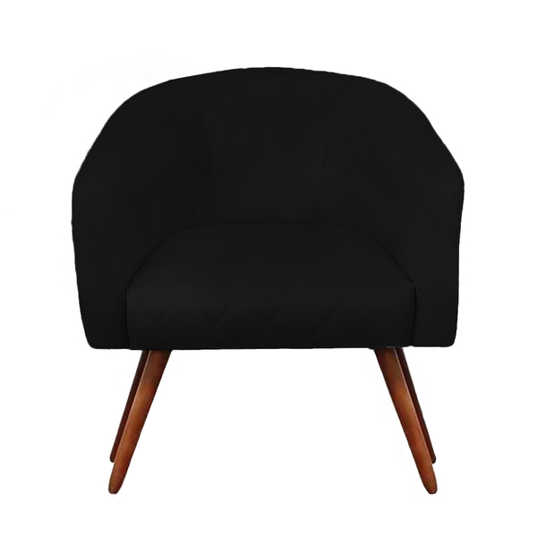 Poltrona Bianca Com Tressê Suede Pés Palito Castanho C05 - D'