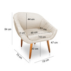 Poltrona Bianca Suede Bege Pés Palito Castanho - Pallazio