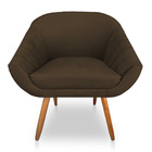 Poltrona Bianca Suede Marrom Pés Palito Castanho - Pallazio