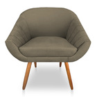 Poltrona Bianca Suede Marrom Rato Pés Palito Castanho - Palla