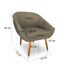 Poltrona Bianca Suede Marrom Rato Pés Palito Castanho - Palla