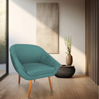 Poltrona Bianca Suede Pés Palito Castanho - Pallazio - Azul T