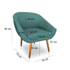 Poltrona Bianca Suede Pés Palito Castanho - Pallazio - Azul T